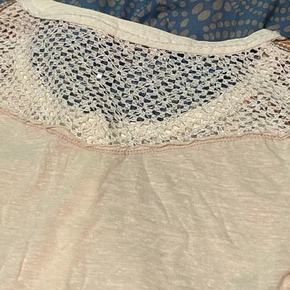 Miss Me Womens Long Sleeve Shirt XS Cream Lace Back Sequins Aztec Southwestern - Picture 10 of 11